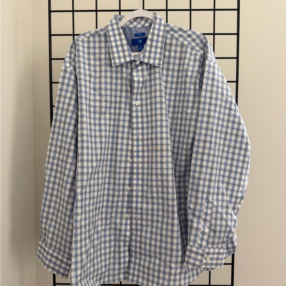 Egara Blue and White Plaid Men's Shirt